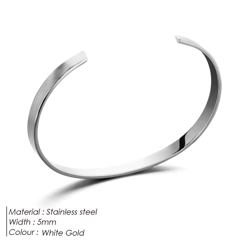 Minimalist Platinum-Plated Stainless Steel Cuff