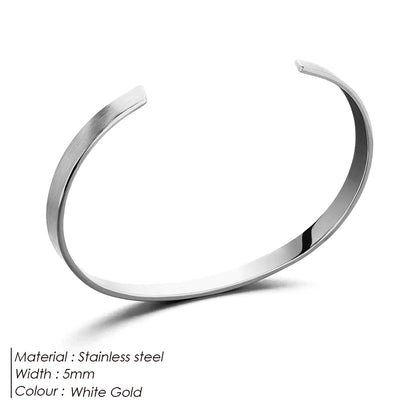 Minimalist Platinum-Plated Stainless Steel Cuff