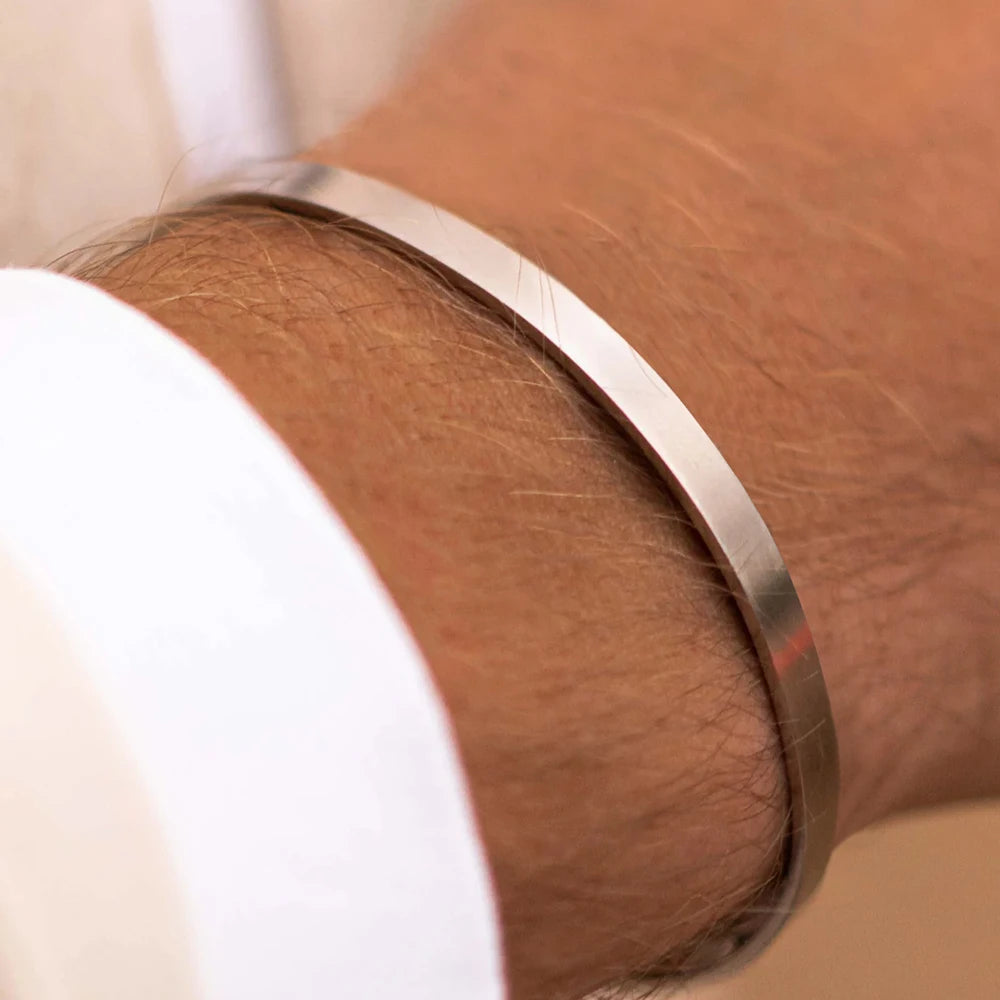 Minimalist Platinum-Plated Stainless Steel Cuff