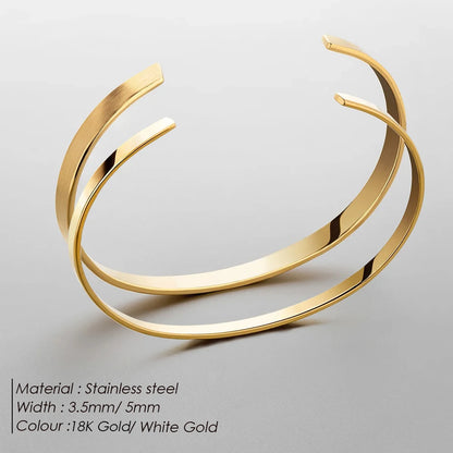 Minimalist Platinum-Plated Stainless Steel Cuff