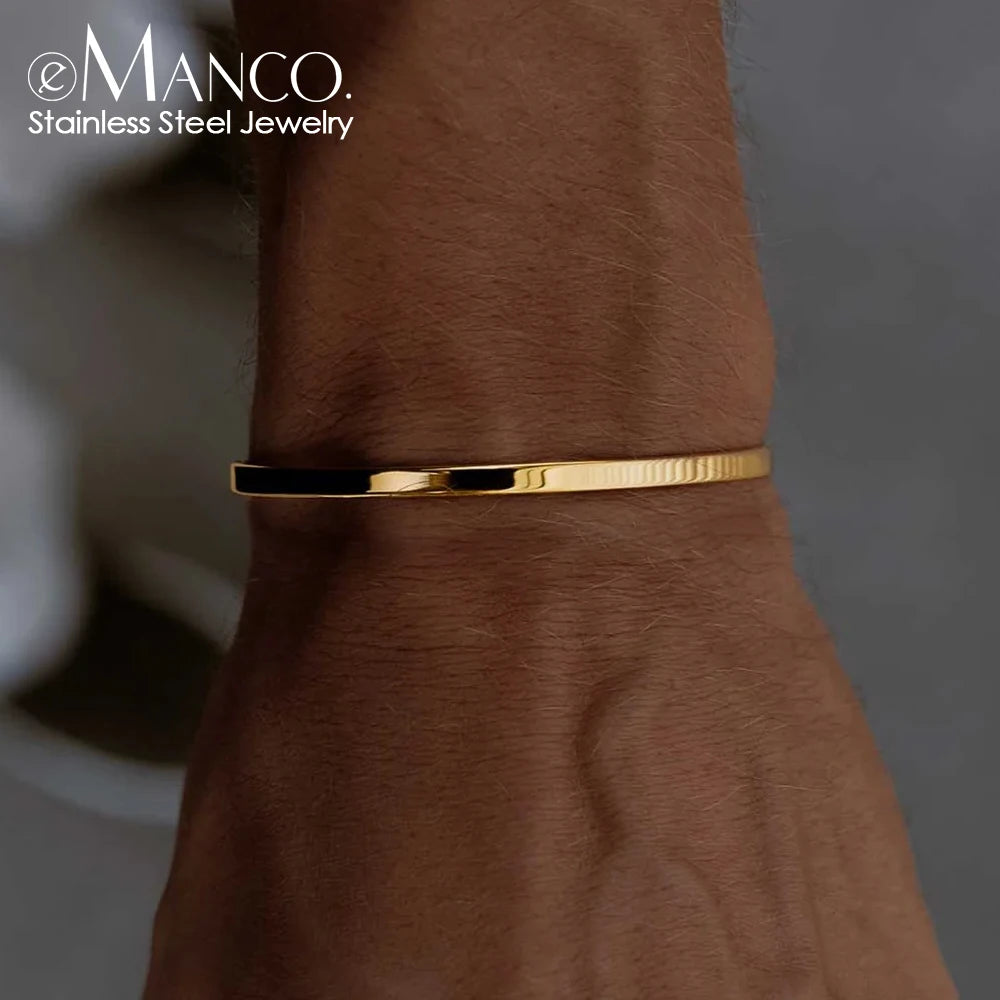 Minimalist Platinum-Plated Stainless Steel Cuff