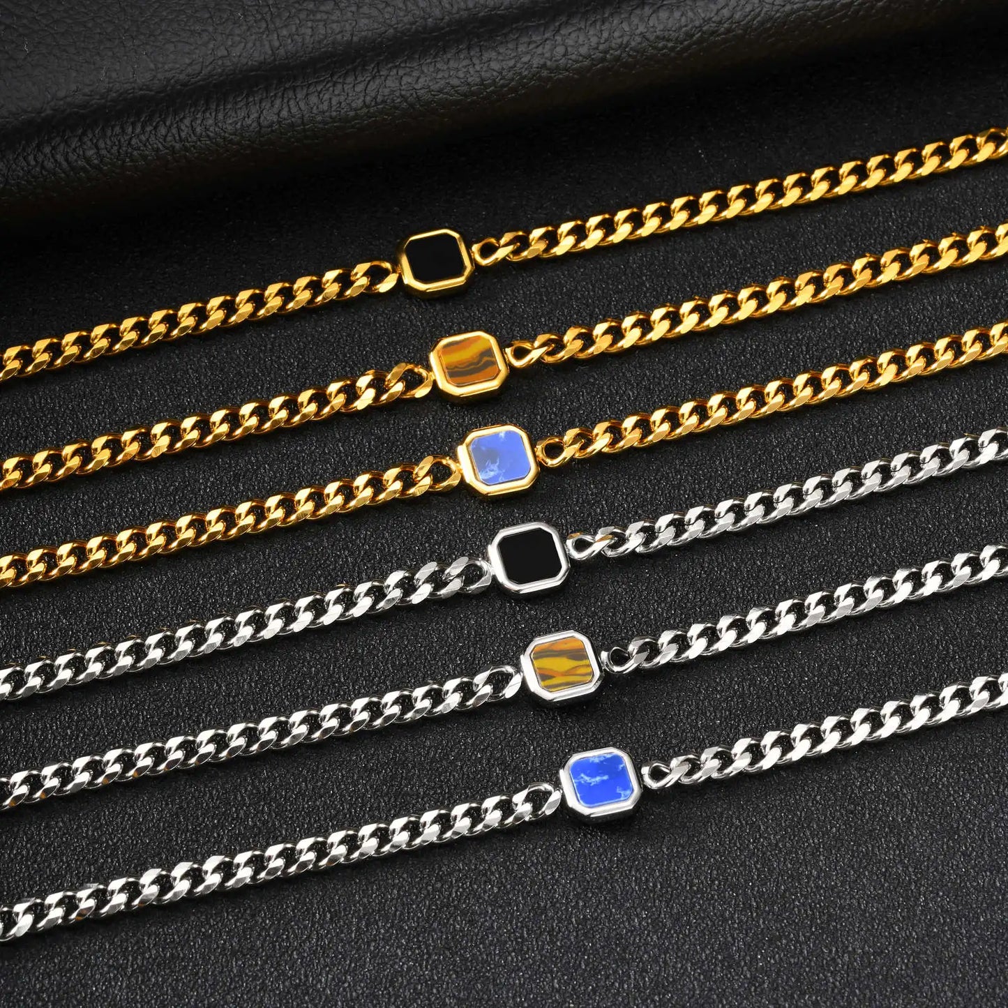 Polished Six-Sided Men's Curb Bracelet