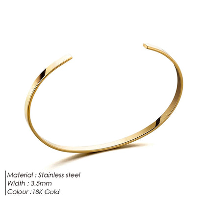 Minimalist Platinum-Plated Stainless Steel Cuff