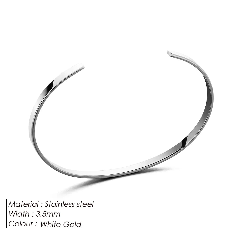 Minimalist Platinum-Plated Stainless Steel Cuff