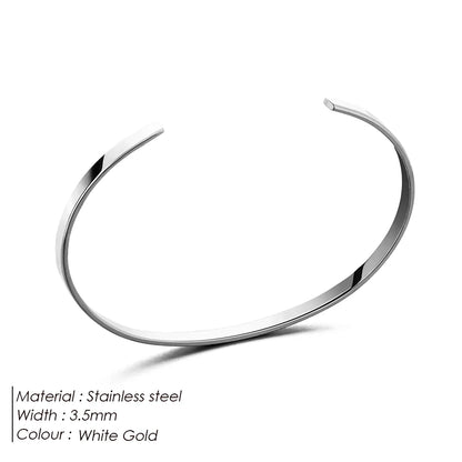 Minimalist Platinum-Plated Stainless Steel Cuff