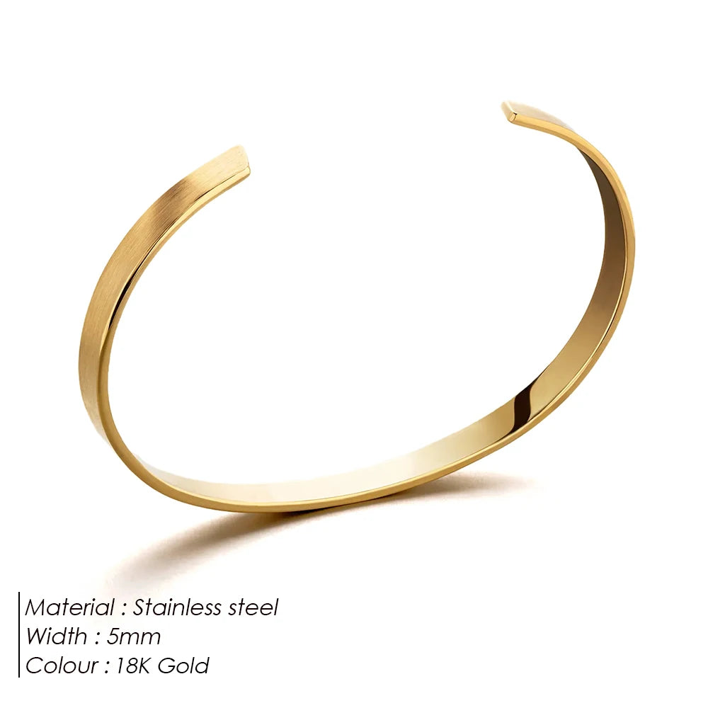 Minimalist Platinum-Plated Stainless Steel Cuff