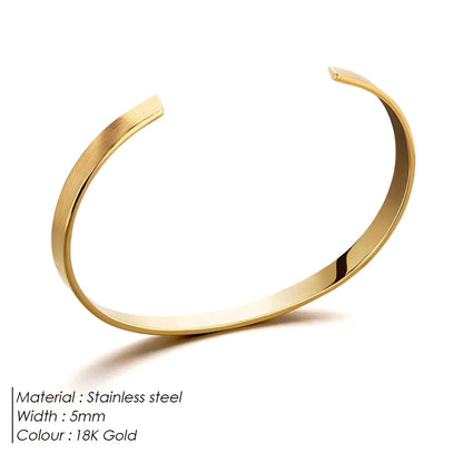 Minimalist Platinum-Plated Stainless Steel Cuff