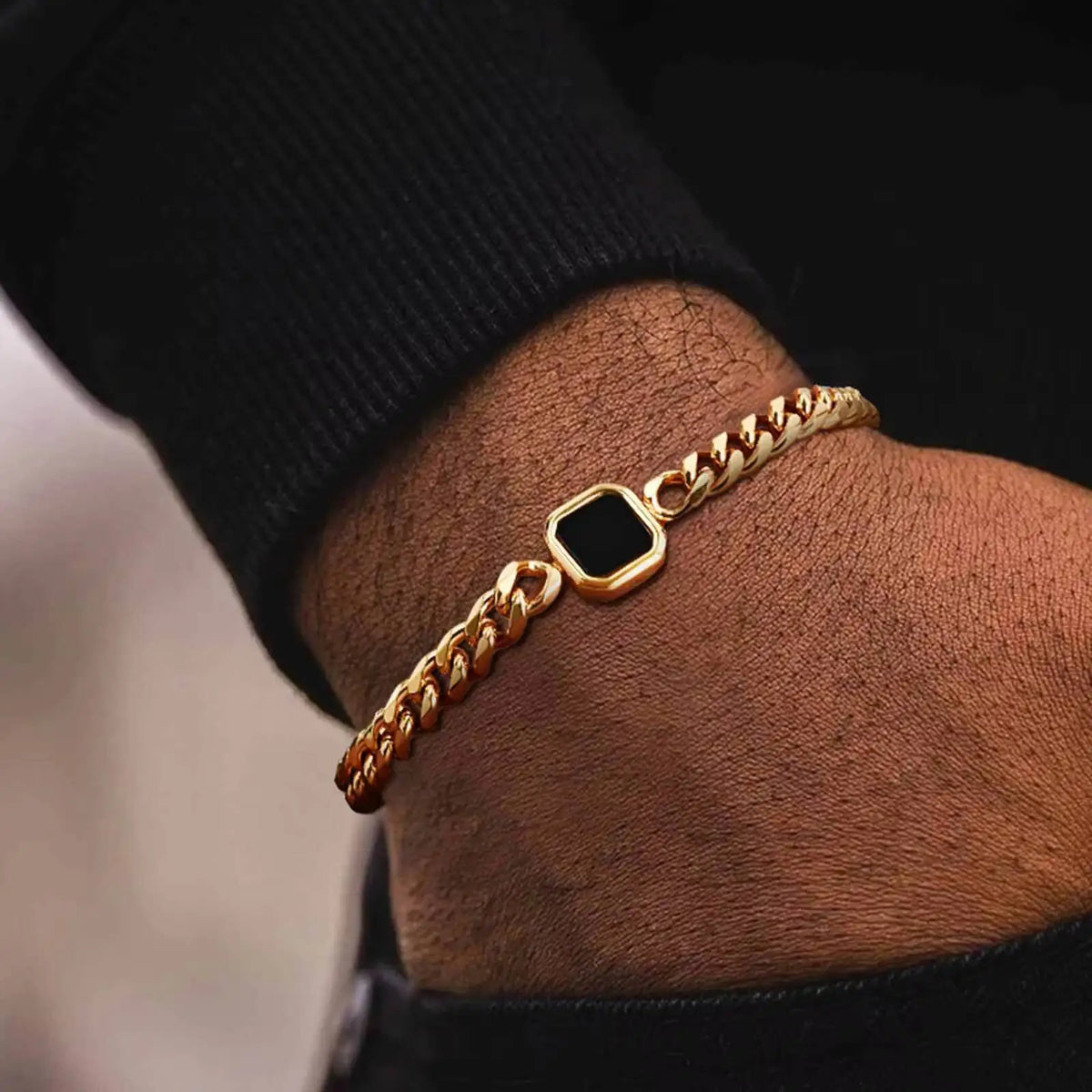 Polished Six-Sided Men's Curb Bracelet