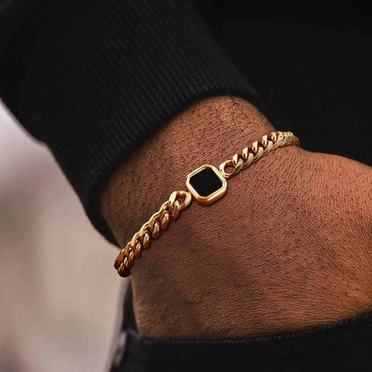 Polished Six-Sided Men's Curb Bracelet