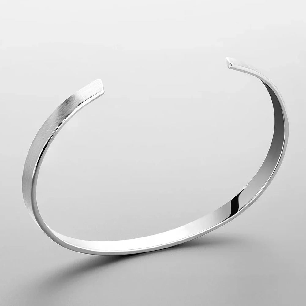 Minimalist Platinum-Plated Stainless Steel Cuff