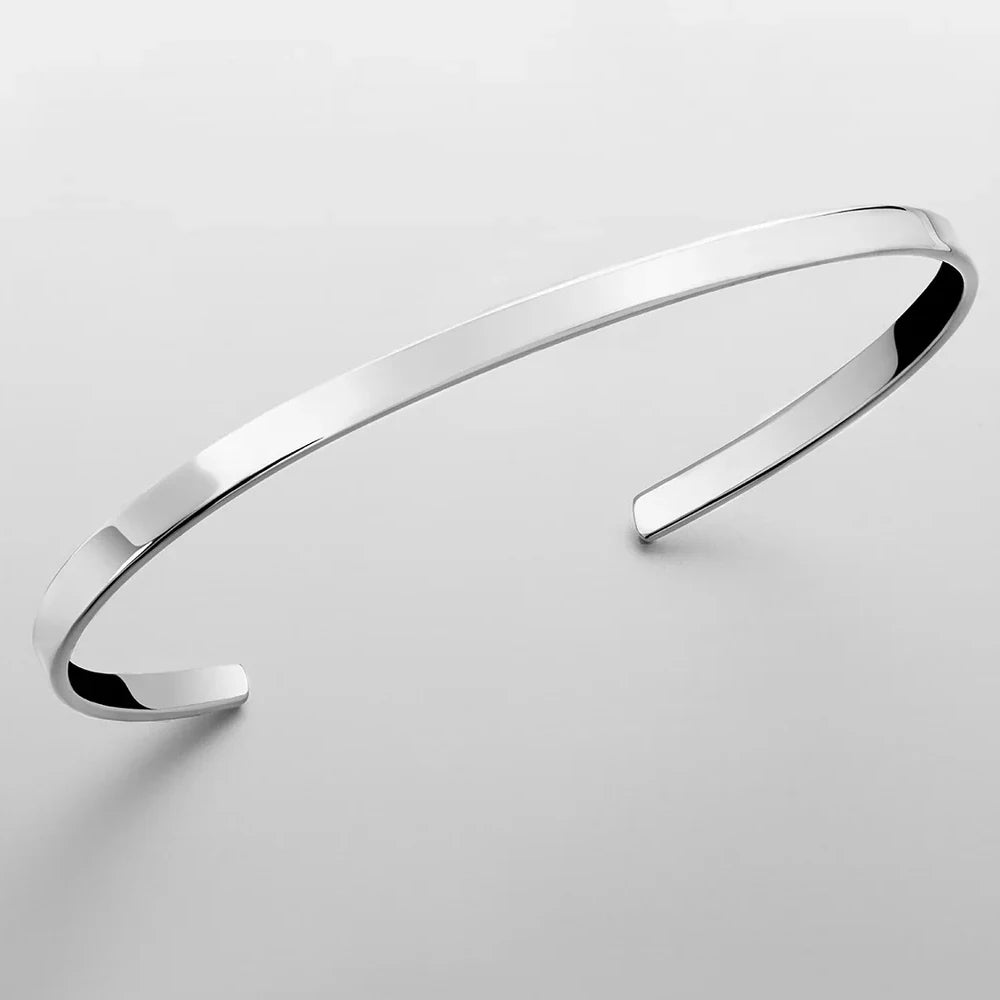 Minimalist Platinum-Plated Stainless Steel Cuff