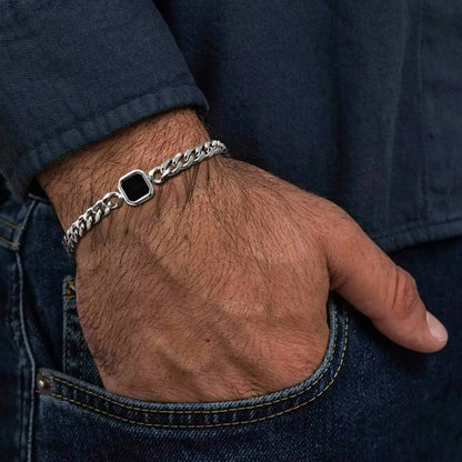 Polished Six-Sided Men's Curb Bracelet